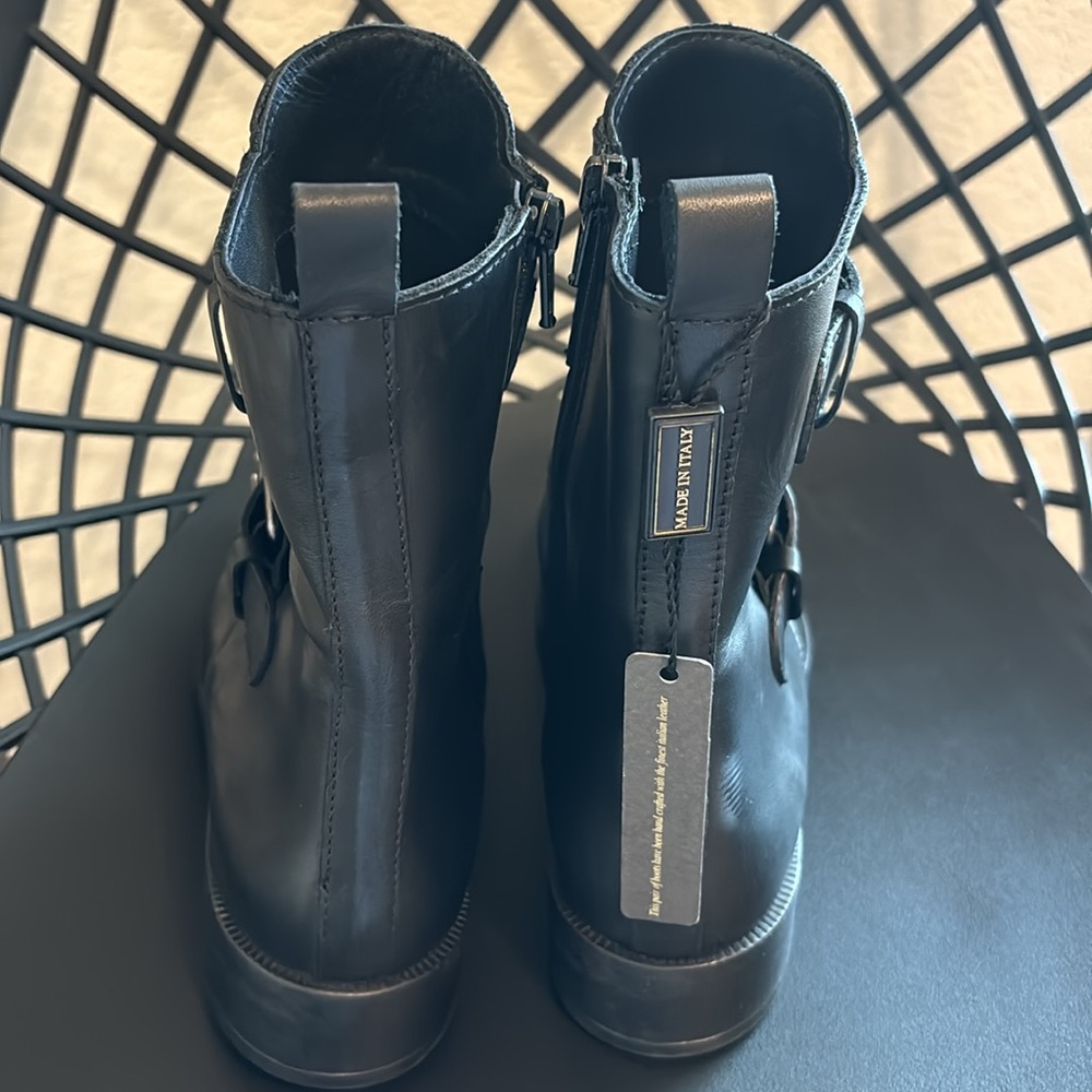 Emanuele Crasto Leather Boots Made in Italy in Black Sz 38 - Picture 4 of 15